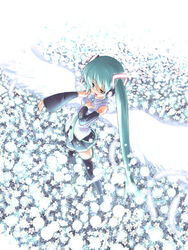  aqua_hair bad_link female hatsune_miku long_hair mikage_baku photoshop_(medium) solo thighhighs vocaloid wings 