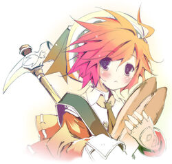  beat_(trusty_bell) bread female food hammer kamiya_yuu simple_background solo trusty_bell 