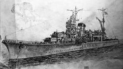  absurdres commentary_request female fusou_(fuso0205) greyscale highres historical_name_connection imperial_japanese_navy kantai_collection long_hair monochrome name_connection object_namesake ponytail ship traditional_media watercraft yahagi_(cruiser) yahagi_(kancolle) 