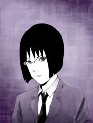  female glasses kusanagi_suito monochrome purple_theme solo the_sky_crawlers 