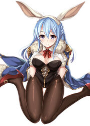  animal_ears bad_id bad_pixiv_id blue_cape blue_hair blush bow bowtie braid breast_suppress breasts cape cleavage collar detached_collar fake_animal_ears female french_braid fur_cape fur_gloves fur_trim gloves granblue_fantasy hair_between_eyes hands_on_own_chest harimoji high_heels knees_together_feet_apart large_breasts leotard long_hair pantyhose playboy_bunny purple_eyes rabbit_ears red_bow red_bowtie red_footwear shoes shoulder_pads sidelocks sitting solo therese_(granblue_fantasy) thigh_gap wariza wavy_mouth white_gloves 