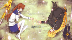  2girls ababc13 april artist_request bardiche blonde_hair blue_eyes brown_hair calendar couple fate_testarossa female grass hair_ornament long_hair looking_at_another lying lyrical_nanoha mahou_senki_lyrical_nanoha_force mahou_shoujo_lyrical_nanoha mahou_shoujo_lyrical_nanoha_strikers mahou_shoujo_lyrical_nanoha_vivid military military_uniform multiple_girls peaceful petal petals ponytail raising_heart red_eyes red_string red_string_of_fate smile string takamachi_nanoha uniform very_long_hair yuri 