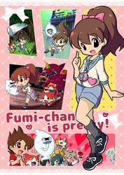  &gt;_&lt; 4boys akaoni_(youkai_watch) amano_keita blue_lips blush brown_hair butterfly_net closed_eyes colored_skin commentary_request crying english_text fangs feline female flower forest ghost glasses grass green_hair grin hair_over_one_eye hand_net haramaki heart heart-shaped_pupils high_ponytail highres hikage_mao horns jibanyan kitsune kodama_fumika kyuubi kyuubi_(youkai_watch) long_hair monster_boy multiple_boys multiple_tails nature notched_ear open_mouth orochi_(youkai_watch) outdoors pendant_watch pointy_ears red_shirt red_skin rose running shiokake shirt short_hair single_horn smile star_(symbol) streaming_tears sweater_vest symbol-shaped_pupils t-shirt tail tears traditional_youkai tree two_tails watch whisper_(youkai_watch) youkai_(youkai_watch) youkai_guts_f youkai_watch youkai_watch_(object) 