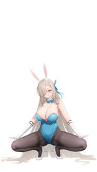  absurdres animal_ears aqua_bow aqua_bowtie aqua_eyes asuna_(blue_archive) asuna_(bunny)_(blue_archive) asymmetrical_bangs bare_shoulders black_pantyhose blonde_hair blue_archive blue_leotard bow bowtie breasts cleavage collarbone commentary_request detached_collar dot_nose fake_animal_ears female full_body gloves hair_over_one_eye highleg highleg_leotard highres huge_breasts kanon_(sinto) legs_apart leotard long_bangs long_hair looking_at_viewer md5_mismatch official_alternate_costume open_mouth pantyhose playboy_bunny side-tie_leotard sideboob sitting smile solo straight_hair strapless strapless_leotard thighband_pantyhose thighs very_long_hair white_footwear white_gloves 