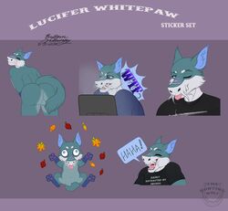  anthro ass backsack balls canid canine canis chibi english_text genitals hi_res lobo lucifer_(disambiguation) male mammal sergal silly snowwhitepaw solo sticker telegram text thehuntingwolf wolf 