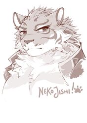  2017 absurd_res anthro clouded_leopard countershading felid fenrishion fur hi_res likulau lin_hu looking_at_viewer male mammal nekojishi pantherine portrait signature solo studio_klondike tiger 