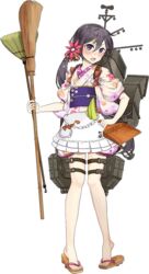  akebono_(kancolle) akebono_(new_year_mode)_(kancolle) apron bell broom drew_(drew213g) dustpan female flower full_body hair_bell hair_flower hair_ornament holding holding_dustpan japanese_clothes jingle_bell kantai_collection kimono long_hair machinery official_alternate_costume official_art sandals solo transparent_background 