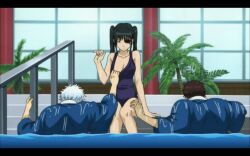  black_hair breasts cleavage eyepatch gintama hasegawa_taizo hasegawa_taizou pool sakata_gintoki twintails yagyuu_kyuubei 