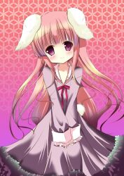  absurdres animal_ears dress duplicate female hakamada_hinata highres imageboard_desourced kazuta_(kazutan62) long_hair no_nose non-web_source pink_eyes pink_hair rabbit_ears rabbit_tail resized rou-kyuu-bu! sleeves_past_wrists smile solo tail 