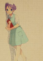  bad_id bad_pixiv_id blue_eyes clipboard female hair_bun hat higebu inazuma_eleven_(series) inazuma_eleven_go kudou_fuyuka nurse nurse_cap open_mouth pantyhose purple_hair single_hair_bun solo 