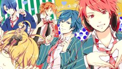  6+boys bishounen blonde_hair blue_eyes blue_hair commentary_request glasses heart hijirikawa_masato ichinose_tokiya ittoki_otoya jinguuji_ren kurusu_shou male_focus multiple_boys orange_hair photoshop_(medium) red_eyes red_hair shinomiya_natsuki_(uta_no_prince-sama) starish takanashi_beniko uta_no_prince-sama 