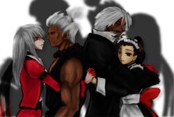  akuma capcom dark_skin girl glasses gouki king_of_fighters kof maid midnight_bliss red_eyes rugal_bernstein rule_63 snk white_hair 