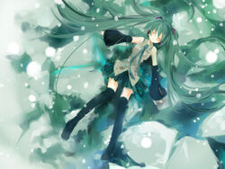  aqua_hair bad_id bad_pixiv_id bear_(artist) closed_eyes detached_sleeves female hatsune_miku highres long_hair necktie solo thighhighs twintails vocaloid zettai_ryouiki 