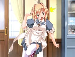  ahoge angel_breath bad_id bad_link blonde_hair female gabriel_(angel_breath) game_cg kantoku maid solo surprised thighhighs 