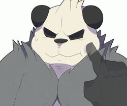  animated anthro bear bodily_fluids fur generation_6_pokemon hair loop male mammal nintendo overweight overweight_anthro overweight_male pangoro pokemon pokemon_(species) poking shirosaru short_playtime solo sweat ursine 