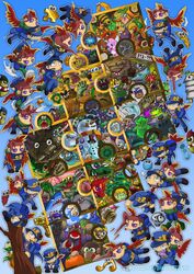  5boys animal_ears bad_id bad_pixiv_id banjo-kazooie banjo_(banjo-kazooie) bear_ears bee book brentilda_winkybunion bug camel captain_blubber chains character_request cheato_(banjo-kazooie) chibi chimpy_(banjo-kazooie) clanker_(banjo-kazooie) clone conga_(banjo-kazooie) crab crocodile crocodilian crossover cyan_(hyenabeat) egg feathers fish gakuran ghost gobi_(banjo-kazooie) gorilla grublin gruntilda_winkybunion hat hermit_crab highres honeycomb_(pattern) jean_pierre_polnareff jiggy jojo_no_kimyou_na_bouken joseph_joestar joseph_joestar_(old) kakyoin_noriaki kazooie_(banjo-kazooie) klungo_(banjo-kazooie) kujo_jotaro mohammed_avdol monkey mr._vile multiple_boys mumbo_token musical_note nipper_(banjo-kazooie) parody puzzle_piece red_feathers school_uniform shark snacker_(banjo-kazooie) snake snowman tiptup_(banjo-kazooie) tooty_(banjo-kazooie) turtle watermark web_address wings 