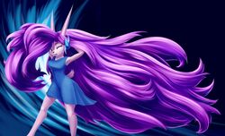  anthro breasts clothing digital_media_(artwork) dragon dress female freedom_planet galaxytrail hair horn huge_hair hybrid jt-metalli long_hair mammal mythological_creature mythological_scalie mythology one_eye_closed pink_eyes purple_hair sash_lilac scalie solo wink 