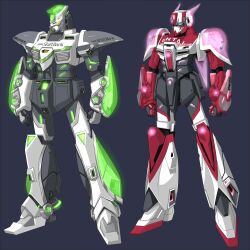  ajino_(sakanahen) armor commentary_request fusion gundam mecha neon_trim no_humans power_armor robot simple_background tiger_&amp;_bunny wild_tiger 