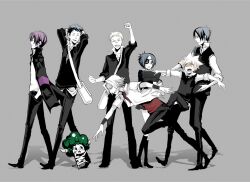  6+boys annotated armband bad_id bad_pixiv_id bag black_skirt chrome_dokuro commentary_request everyone eyepatch female gokudera_hayato hibari_kyouya ichiyoshi katekyo_hitman_reborn! lambo miniskirt multiple_boys photoshop_(medium) pleated_skirt rokudou_mukuro sasagawa_ryohei sawada_tsunayoshi school_uniform short_hair skirt yamamoto_takeshi 