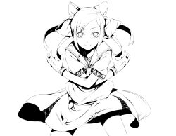  commentary_request crossed_arms female gloves greyscale highres irohara_mitabi line_art monochrome ribbon school_uniform short_hair smile solo yukariki_ichihime zaregoto_series 