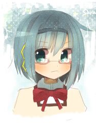  bad_id bad_pixiv_id banned_artist bespectacled blue_eyes blue_hair glasses hair_ornament hairband hairclip itou_mikan mahou_shoujo_madoka_magica miki_sayaka red-framed_eyewear short_hair solo 