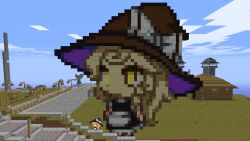  blonde_hair commentary english_commentary female freecom hat kirisame_marisa minecraft new_super_marisa_land pixel_art self-upload solo touhou witch_hat yellow_eyes 