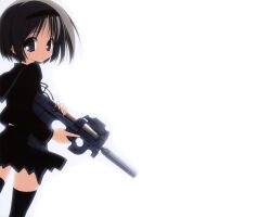  gun gunslinger_girl henrietta seifuku short_hair suzuri thighhighs weapon white 