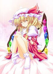  aoi_hiro blonde_hair closed_eyes collared_shirt commentary_request feet female flandre_scarlet frilled_shirt_collar frilled_skirt frills full_body hat hat_ribbon mob_cap no_shoes open_mouth photoshop_(medium) puffy_short_sleeves puffy_sleeves red_ribbon red_skirt red_vest ribbon shirt short_sleeves side_ponytail skirt skirt_set sleeping socks soles solo touhou vest white_hat white_shirt white_socks wings 