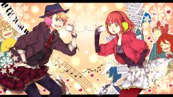  6+boys bad_id bad_pixiv_id blonde_hair blue_eyes blue_hair blush closed_eyes glasses hat heart heart_of_string hijirikawa_masato ichinose_tokiya ittoki_otoya jinguuji_ren kurusu_shou long_hair manda_(tyomesuke) multiple_boys nanami_haruka pantyhose red_hair red_legwear shibuya_tomochika shinomiya_natsuki_(uta_no_prince-sama) smile string string_of_fate string_phone uta_no_prince-sama yellow_eyes 