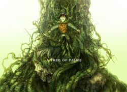  1boy a_tree_of_palme abandoned bad_id bad_pixiv_id closed_eyes copyright_name english_text gradient_background moha overgrown palme plant solo tree vines 