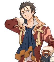  1boy alvin_(tales) ascot bad_id bad_pixiv_id brown_eyes brown_hair dokkoi_shouichi gloves hair_strand long_sleeves male_focus photoshop_(medium) scarf smile solo tales_of_(series) tales_of_xillia 