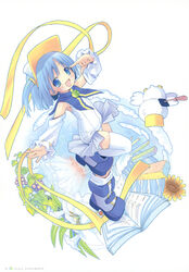  :d absurdres ah-kun animal artbook asymmetrical_clothes bare_shoulders bird blue_eyes blue_hair blush book cloud detached_sleeves duck female flat_chest flower food frilled_one-piece_swimsuit frills fruit grapes hair_tie hat highres lily_(flower) magical_girl moetan non-web_source o_o one-piece_swimsuit open_mouth pastel_ink pop_(electromagneticwave) ribbon school_swimsuit shoes short_hair short_twintails single_thighhigh sky smile socks solo sunflower swimsuit swimsuit_costume thighhighs twintails visor_cap water waves white_one-piece_swimsuit 