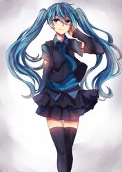  alternate_costume aqua_eyes aqua_hair commentary_request detached_sleeves female hatsune_miku highres long_hair necktie ringomaru smile solo twintails vocaloid 