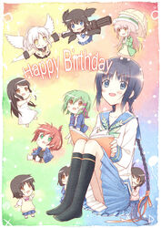  6+girls amano_tooko angel_beats! anmoto_shiika bad_id bad_pixiv_id black_legwear black_rock_shooter bungaku_shoujo chibi darker_than_black durarara!! glasses gun hanato_kobato hanazawa_kana happy_birthday kaminagi_ryouko kinoshita_neko kobato. kuragehime kurashita_tsukimi kuroi_mato mahou_tsukai_ni_taisetsu_na_koto multiple_girls mushiuta pantyhose photoshop_(medium) ponytail red_hair school_uniform serafuku skirt socks sonohara_anri suou_pavlichenko suzuki_sora tachibana_kanade voice_actor_connection weapon zegapain 