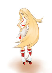  artist_request blonde_hair female gym_leader koruni_(pokemon) long_hair looking_at_viewer looking_back pokemon pokemon_(anime) pokemon_(game) pokemon_xy skates solo very_long_hair 