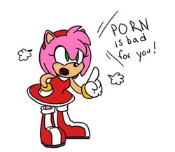  amy_rose anthro clothing dialogue dress eulipotyphlan female hair hedgehog mammal mouthpiece pink_body pink_hair porn_is_bad_for_you red_clothing red_dress sega simple_background solo sonic_the_hedgehog_(series) unknown_artist 