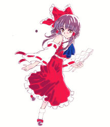  bad_id bad_pixiv_id bow detached_sleeves female gohei hairbow hakurei_reimu humiu red_bow solo touhou 