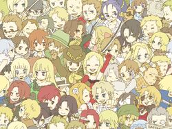  6+boys 6+girls adele_(baccano!) baccano! bandana berga_gandor carol_(baccano) chainie chane_laforet character_request charon_walken christopher_shouldered claire_stanfield claudia_walken commentary_request czeslaw_meyer elbow_gloves ennis eve_genoard everyone firo_prochainezo flower glasses gloves graham_specter gustav_st-germain hair_flower hair_ornament hat huey_laforet isaac_dian jacuzzi_splot keith_gandor ladd_russo lua_klein maria_barcelito miria_harvent monocle multiple_boys multiple_girls nice_holystone phil_(baccano!) rachel_(baccano!) riza_laforet sickle_(baccano) stitches sword tileable tock_jefferson weapon yukke 