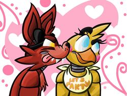  2015 animatronic anthro avian avj_(artist) beak bird canid canine chicken duo five_nights_at_freddy&#039;s five_nights_at_freddy&#039;s_2 fox foxy_(fnaf) galliform gallus_(genus) interspecies machine mammal phasianid robot scottgames toy_chica_(fnaf) 