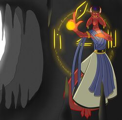  2016 3_toes 4_fingers alien anthro big_ears biped claws clothed clothing digital_media_(artwork) feet fingers fla&#039;n-drac_(character) floating glowing glyphs hi_res horn jewelry looking_at_viewer male robe scalie solo symbol toes x231_(artist) 