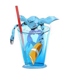  bunsuke drink glass gundam gundam_0080 highres hygogg mecha straw water 