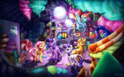  2015 9de-light6 alicorn applejack_(mlp) balloon basement blonde_hair blue_body blue_eyes blue_feathers blue_fur blue_hair cake candy clothing confetti confetti_streamer cotton_candy cowboy_hat cutie_mark dessert disco disco_ball earth_pony equid equine feathered_wings feathers female feral fluttershy_(mlp) flying food friendship_is_magic fur furniture geometric_balloon gift graph green_eyes group hair hasbro hat headgear headwear heart_balloon heart_symbol hi_res horn horse inflatable inside lollipop mammal multicolored_body multicolored_feathers multicolored_hair multicolored_tail my_little_pony mythological_creature mythological_equine mythology nightclub open_mouth orange_body orange_fur paper pegasus pony purple_body purple_eyes purple_fur purple_hair rainbow_body rainbow_dash_(mlp) rainbow_feathers rainbow_hair rainbow_tail rarity_(mlp) shaped_balloon slide smile tail twilight_sparkle_(mlp) two_tone_hair unicorn white_body white_fur wings yellow_body yellow_fur 