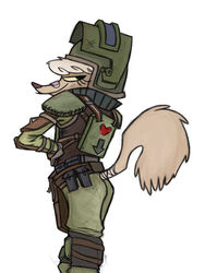  2017 altyn_helmet ammunition anthro armor ass band-aid bandage bedroom_eyes bound butt_pose canid canine canis clothing digital_media_(artwork) dot_eyes female fur gloves hair half-closed_eyes handwear headgear helmet hi_res knee_pads lenyavok looking_aside looking_at_viewer looking_back mammal narrowed_eyes pose rear_view seductive shoulder_pads simple_background smile solo spetsnaz standing sweater tail tail_tied tan_body tan_fur topwear turtleneck uniform wendy_carlyle white_background white_hair wolf 