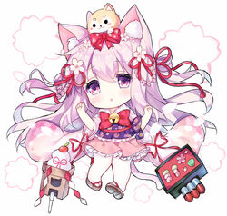  :o animal animal_ears animal_on_head azur_lane bell bow bowtie brown_footwear cat_ears cat_girl cat_tail commentary_request dango female floral_print flower food hair_flower hair_ornament hair_ribbon hands_up japanese_clothes jingle_bell kagami_mochi kimono kisaragi_(azur_lane) kisaragi_(new_year&#039;s_wish)_(azur_lane) long_hair long_sleeves looking_at_viewer lowres on_head pantyhose parted_lips pink_hair pink_kimono pink_skirt print_kimono purple_eyes red_bow red_bowtie red_ribbon ribbon sandals sanshoku_dango short_kimono skirt solo tabi tail tengxiang_lingnai very_long_hair wagashi white_background white_pantyhose wide_sleeves zouri 