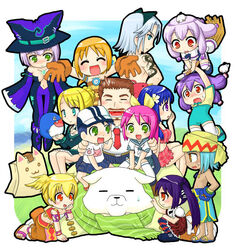  4boys 6+girls arin azer bear blue_eyes cadie cecilia_(pangya) chibi food green_eyes hana_(pangya) hat kooh lee_byung_hee lola_(pangya) max_(pangya) minty mochi_(pangya) multiple_boys multiple_girls pangya papel photoshop_(medium) pipin quma red_eyes siblings sisters tiki_(pangya) twins wagashi witch 