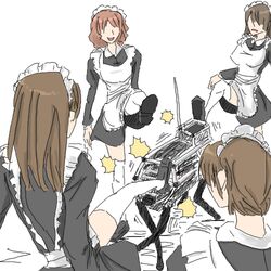  4girls bad_id bad_pixiv_id bad_source bigdog boston_dynamics humiliation kicking lowres maid mecha multiple_girls non-humanoid_robot original rakuda_itou real_life real_life_insert reverse-jointed_legs robot thighhighs walker_(robot) 