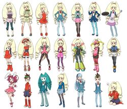  5girls aile_(mega_man_zx) aile_(mega_man_zx)_(cosplay) bad_id bad_pixiv_id big_hair blonde_hair blue_pantyhose blue_skirt boots brown_gloves cabbie_hat ciel_(mega_man) ciel_(mega_man)_(cosplay) cosplay costume_chart crossdressing crossover crotch_plate di_gi_charat drill_hair everyone feet geo_stelar_(mega_man) gloves green_footwear hat heriyama highres jenny_wakeman leotard long_hair luna_platz_(mega_man) magic_knight_rayearth mayl_sakurai_(mega_man) mayl_sakurai_(mega_man)_(cosplay) mega_man_(classic) mega_man_(series) mega_man_battle_network_(series) mega_man_legends_(series) mega_man_star_force mega_man_x_(series) mega_man_zero_(series) mega_man_zx multiple_crossover multiple_girls my_life_as_a_teenage_robot pallette_(mega_man) pallette_(mega_man)_(cosplay) panties panties_under_pantyhose pantyhose personal_terminal pink_footwear pink_leotard red_shorts roll.exe_(mega_man) roll.exe_(mega_man)_(cosplay) roll_(mega_man) roll_(mega_man)_(cosplay) roll_caskett_(mega_man) roll_caskett_(mega_man)_(cosplay) ryuuzaki_umi ryuuzaki_umi_(cosplay) school_uniform shorts simple_background skirt sonia_strumm_(mega_man) thighhighs tron_bonne_(mega_man) tron_bonne_(mega_man)_(cosplay) underwear usada_hikaru usada_hikaru_(cosplay) white_background zettai_ryouiki 