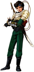  1990s_(style) 1boy gun highres kazuma_kaneko kazuya_(megami_tensei) male_focus official_art retro_artstyle shin_megami_tensei shin_megami_tensei_i solo sword weapon white_background 