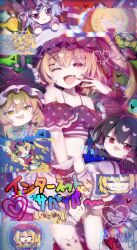  ;d anya&#039;s_heh_face_(meme) apron arm_up bare_shoulders black_hat blonde_hair braid collarbone crystal crystal_wings female fingernails flandre_scarlet frilled_apron frills hair_ornament hakurei_reimu hat hayuk0 heart highres holding holding_microphone index_finger_raised internet_survivor internet_yamero_(meme) kirisame_marisa looking_at_viewer meme microphone mob_cap niconico oerba_yun_fang one_eye_closed one_side_up open_mouth polka_dot polka_dot_skirt red_eyes red_nails remilia_scarlet revision s&#039;il_vous_president sharp_fingernails single_braid single_thighhigh skin_fang skirt smile solo thighhighs tongue tongue_out touhou waist_apron white_apron white_hat white_thighhighs wings witch_hat x_hair_ornament yona_yona_dance yukkuri_shiteitte_ne 