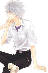  1boy bad_id bad_pixiv_id crossed_legs evangelion:_3.0_you_can_(not)_redo hand_on_another&#039;s_neck male_focus nagisa_kaworu neon_genesis_evangelion rebuild_of_evangelion red_eyes sagari24 sitting smile solo white_hair 